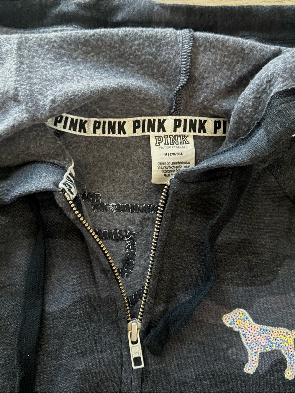 VS Victorias Secret Pink Camo Bling Zip Jacket Medium - Picture 6 of 12